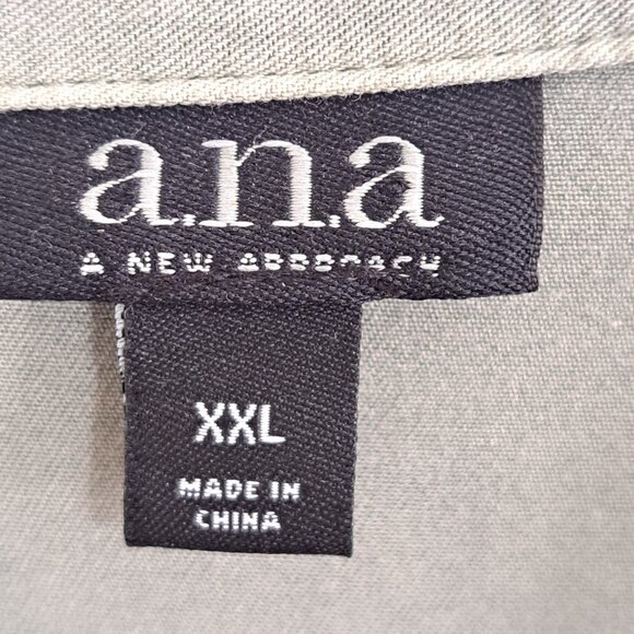 A.N.A. Women's XXL Sage Green Long Sleeve Button Up Lagenlook Tunic - Picture 2 of 9